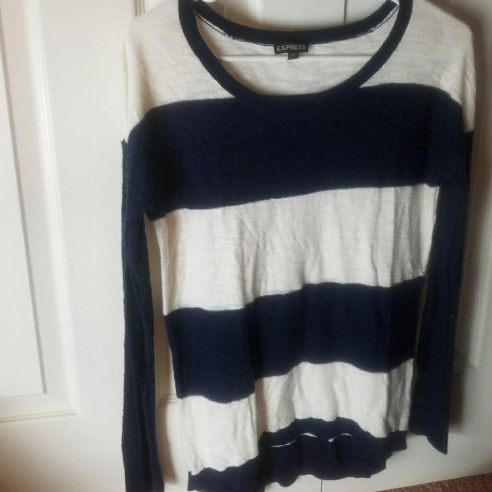 Express Lightweight Sweater Striped Blue and White Size Small